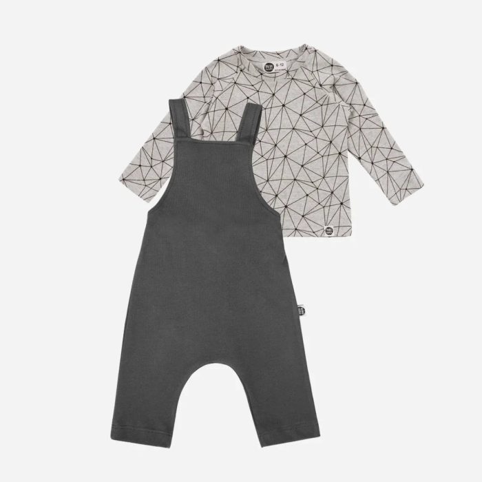 Conjunto Infantil Salopette e Camiseta Longa | Satellite Mescla